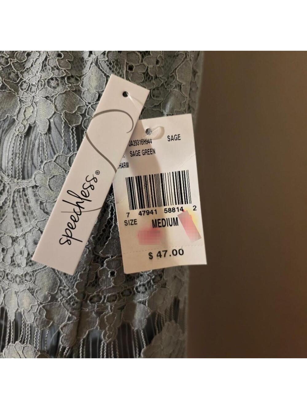 Speechless Sage Green Lace Fairycore Dress  - sz Med - Picture 3 of 5